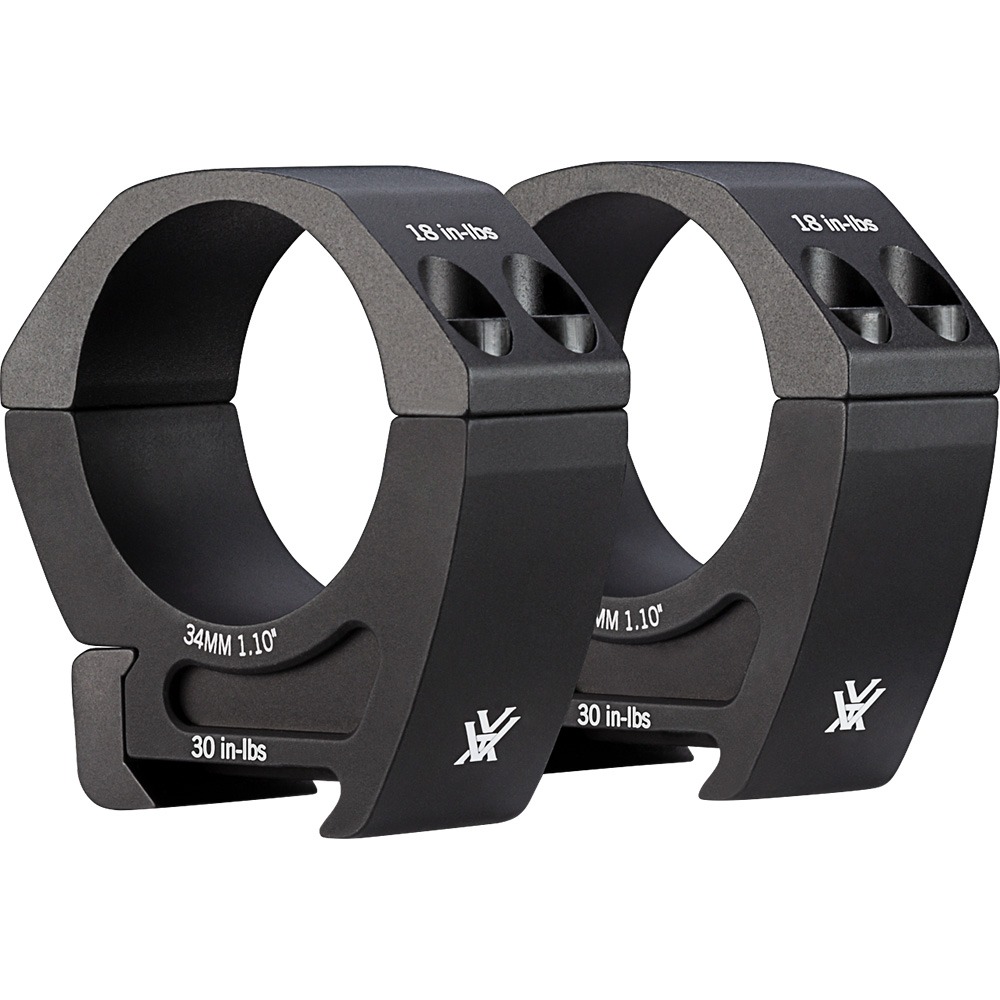 Vortex Pro Series 34mm Medium Scope Rings – precision-machined 7075 aluminum pair for Weaver/Picatinny rails at Range Arts.